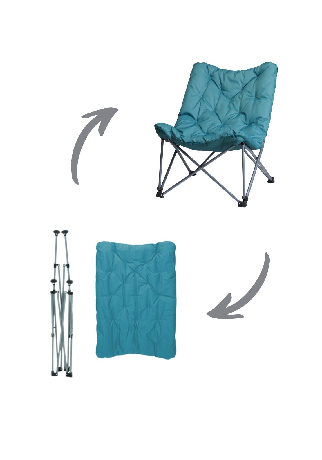 Camping Chair with Cushion - Blue