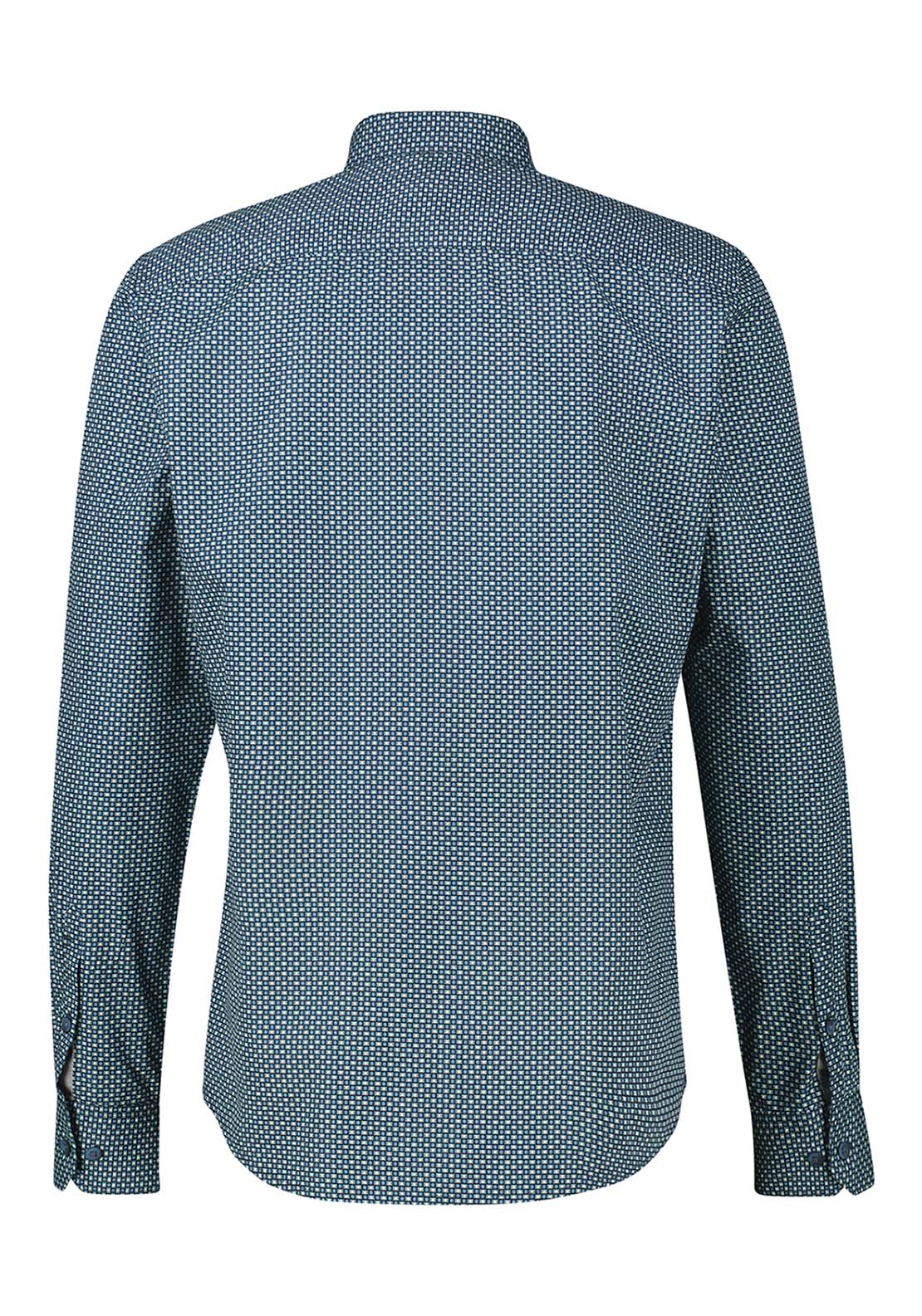 Lerros Long Sleeve Patterned Shirt - Fjord Blue 4 Shaws Department Stores