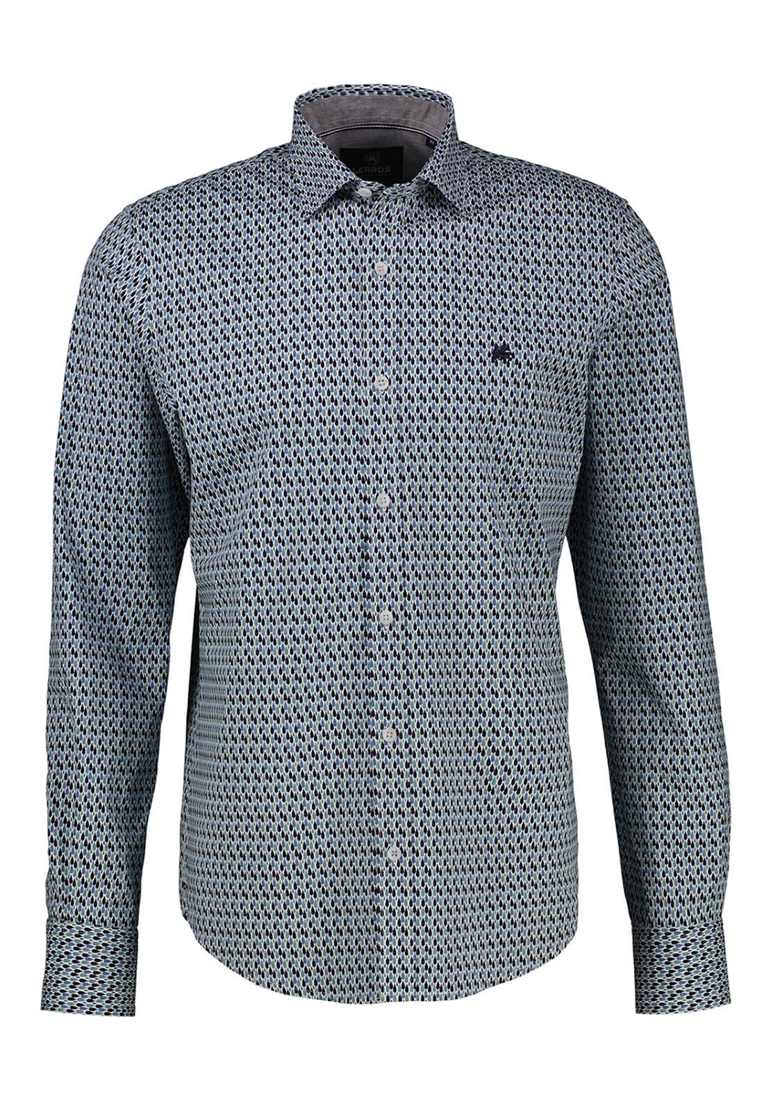 Lerros Long Sleeve Poplin Shirt - Fjord Blue 3 Shaws Department Stores