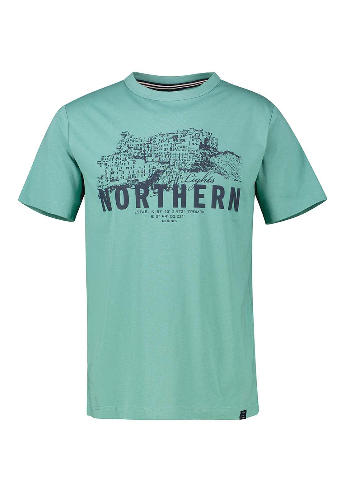 Lerros Graphic Print T-Shirt - Fjord Blue 3 Shaws Department Stores