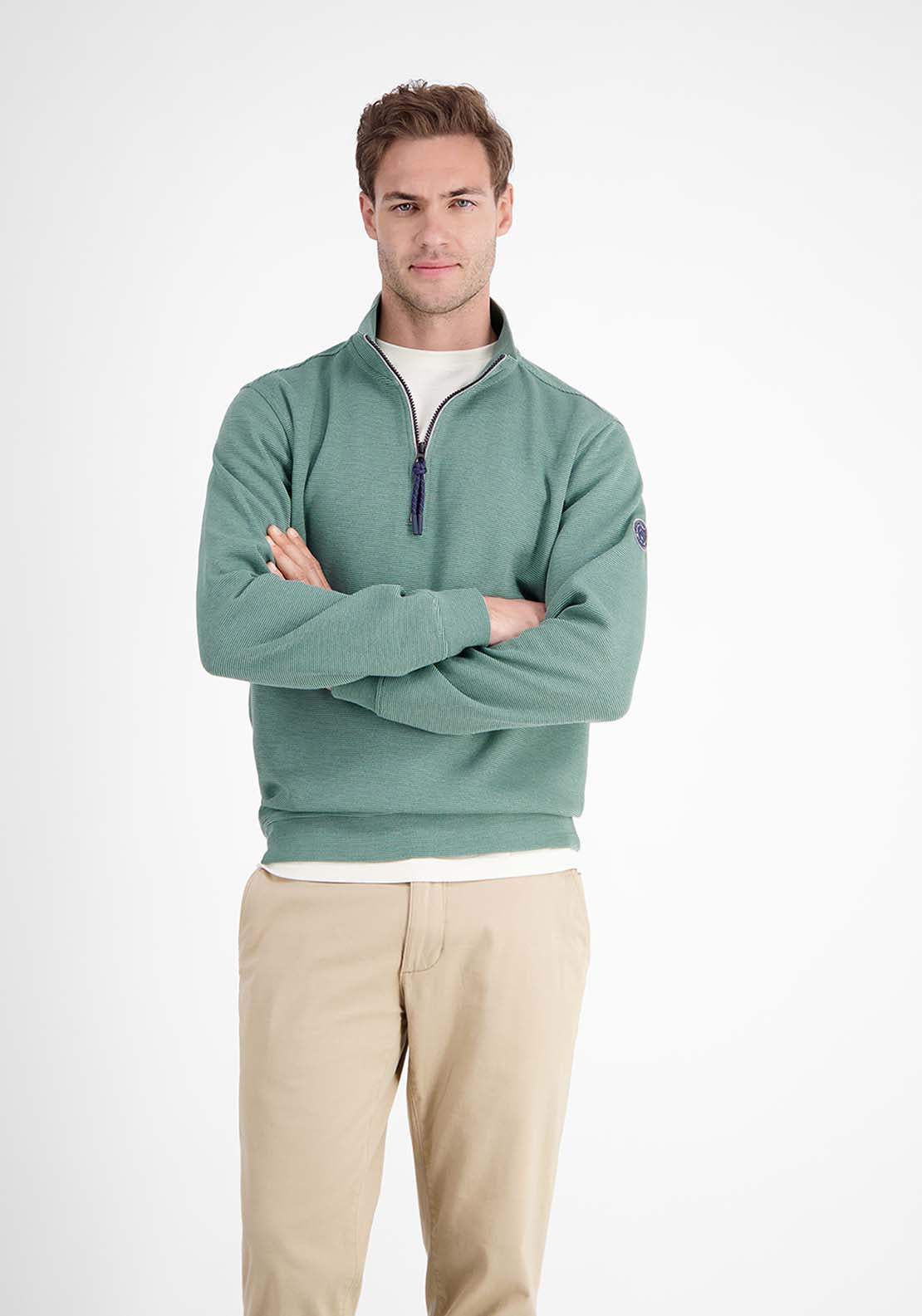 Lerros 1/4 Zip Sweater - Fjord Blue 1 Shaws Department Stores