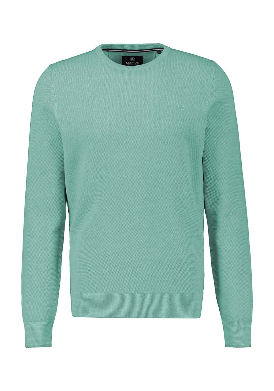 Lerros Crew Neck Waffle Sweater - Fjord Blue 1 Shaws Department Stores