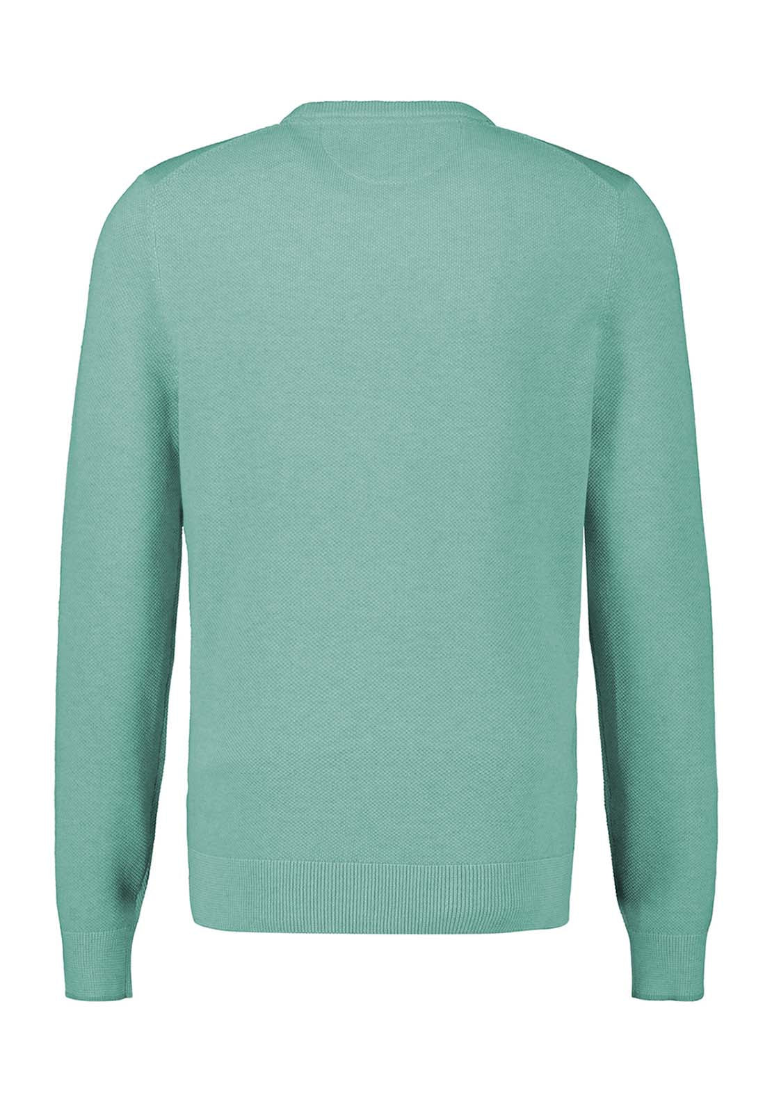 Lerros Crew Neck Waffle Sweater - Fjord Blue 2 Shaws Department Stores