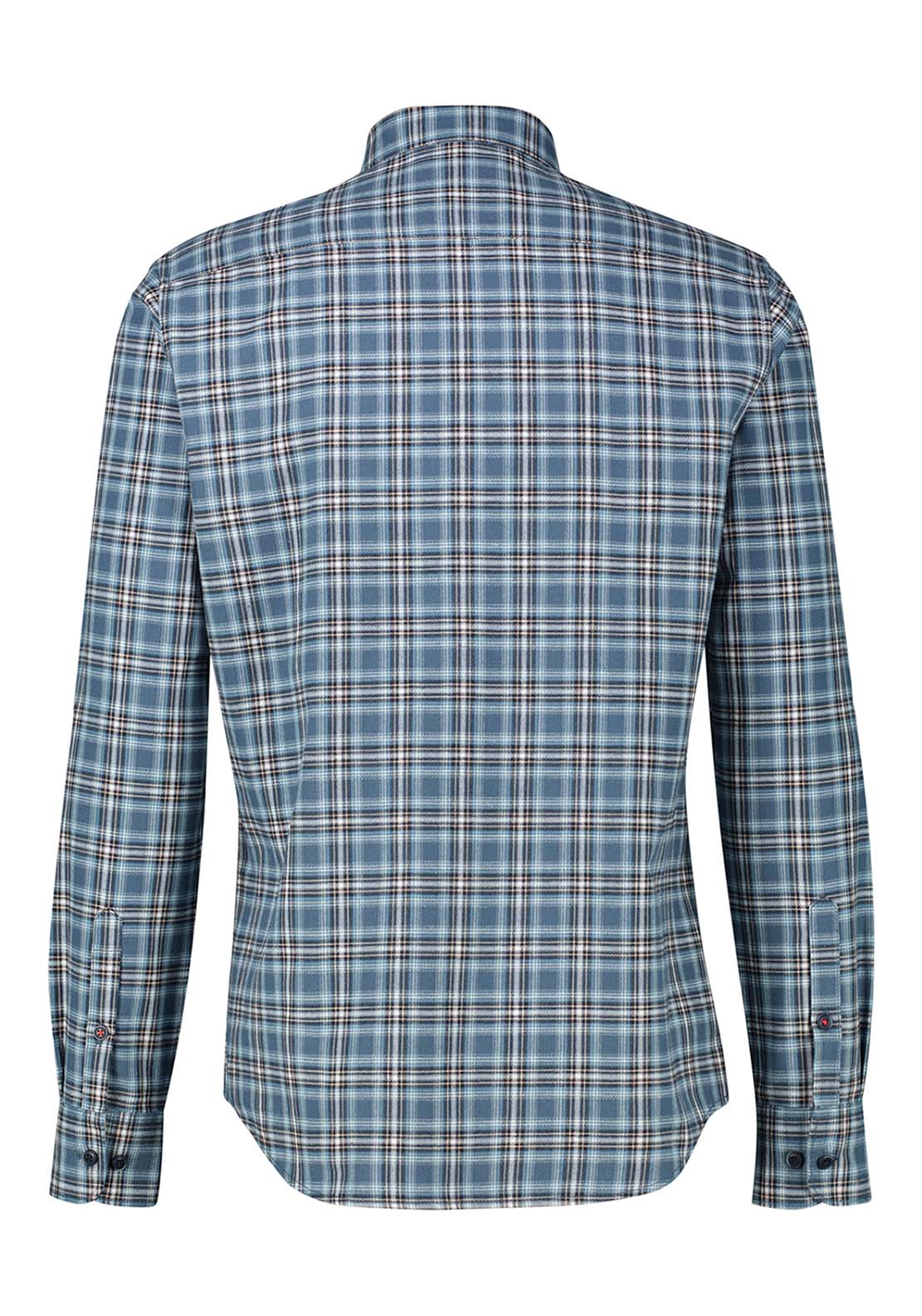 Lerros Long Sleeve Flannel Check Shirt - Blue 2 Shaws Department Stores