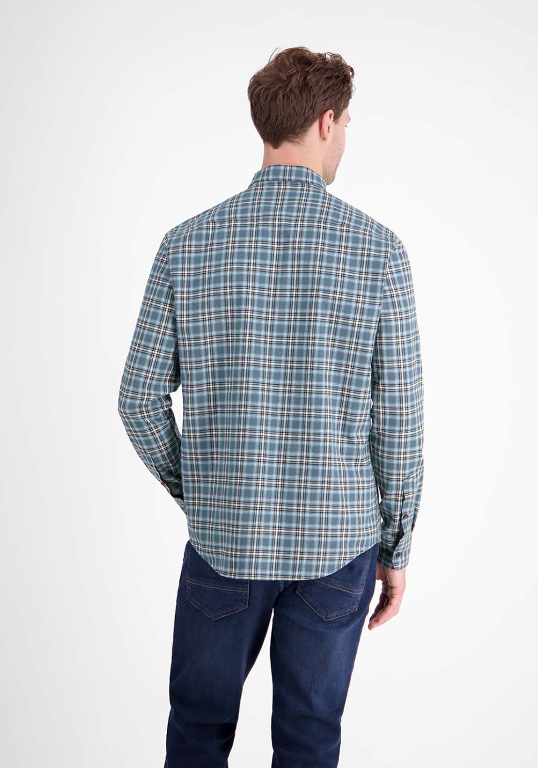 Lerros Long Sleeve Flannel Check Shirt - Blue 3 Shaws Department Stores