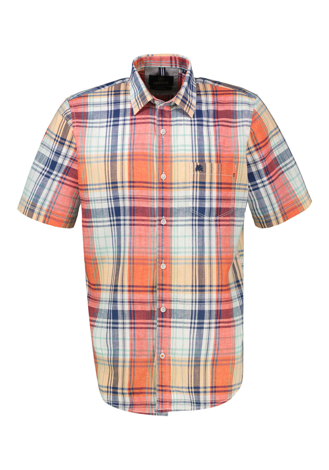 Lerros Short Sleeve Check Casual Shirt - White 3 Shaws Department Stores