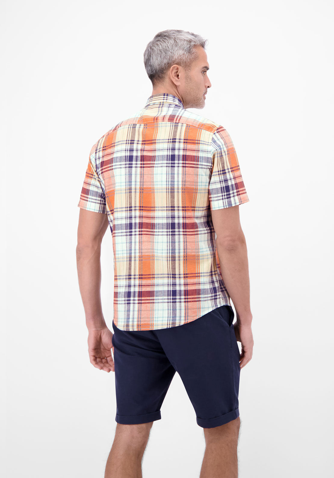 Lerros Short Sleeve Check Casual Shirt - White 2 Shaws Department Stores