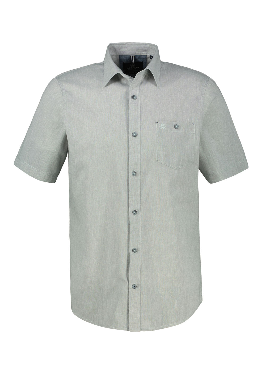 Lerros Short Sleeve Solid Casual Shirt - Grey 1 Shaws Department Stores
