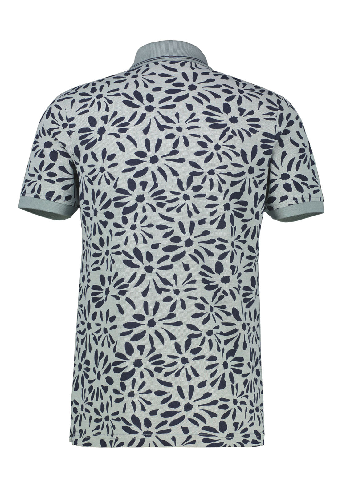 Lerros Short Sleeve Print Polo Shirt - Grey 2 Shaws Department Stores