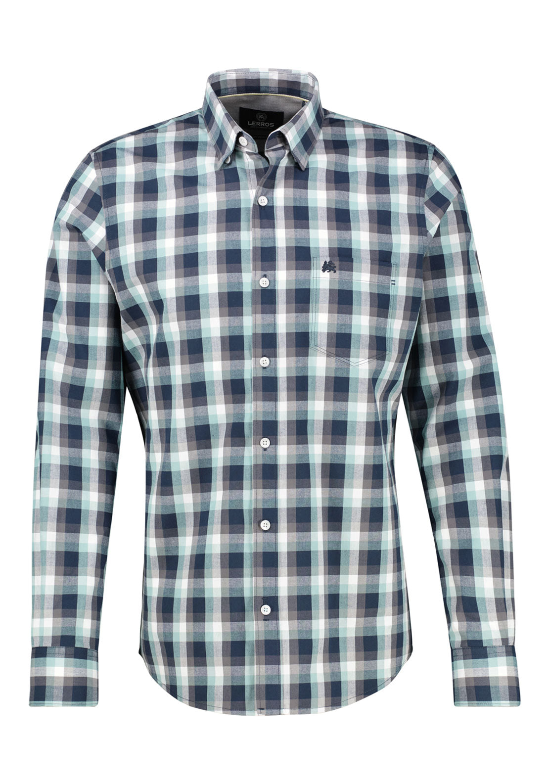 Lerros Long Sleeve Check Shirt - Grey 3 Shaws Department Stores