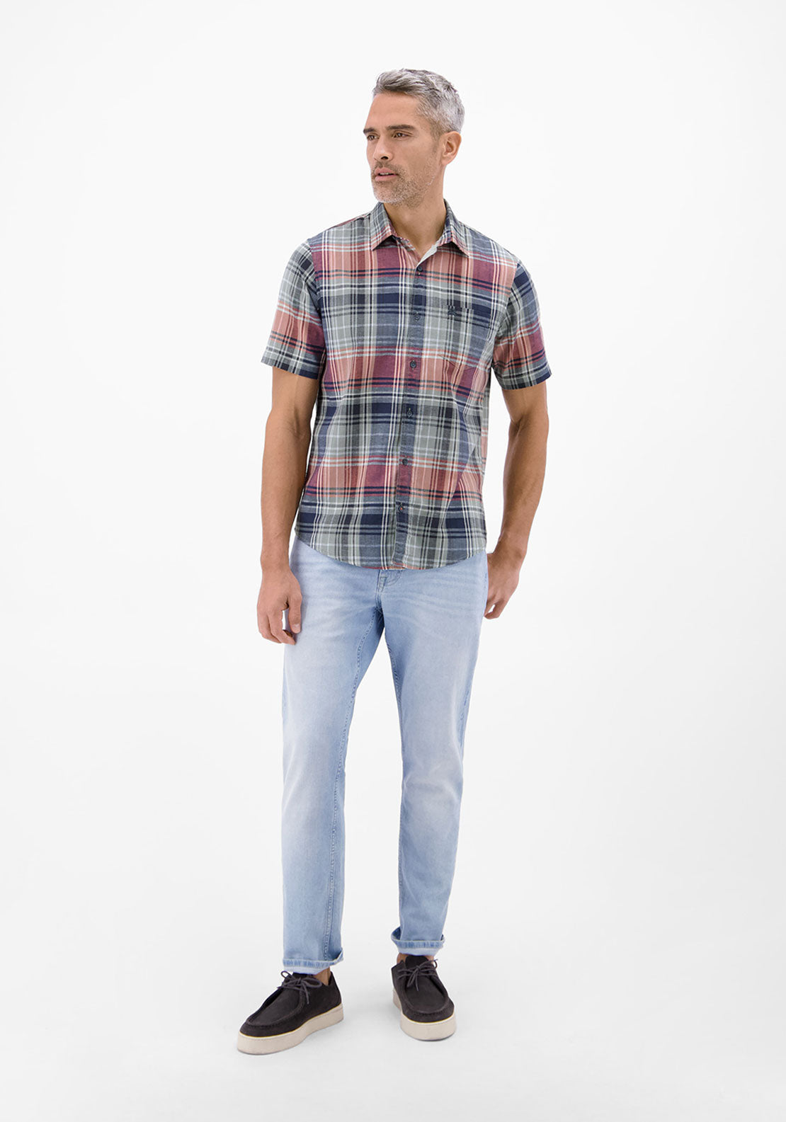Lerros Short Sleeve Check Casual Shirt - Vivid Red 3 Shaws Department Stores