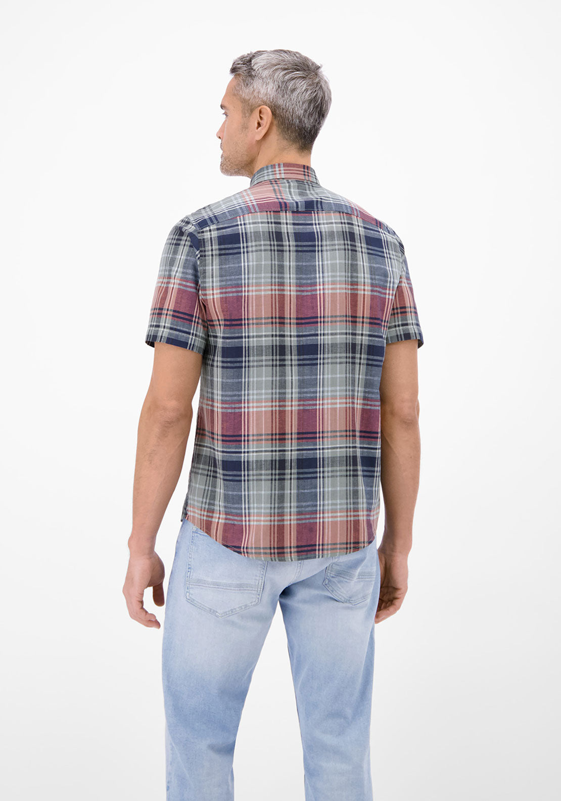 Lerros Short Sleeve Check Casual Shirt - Vivid Red 2 Shaws Department Stores