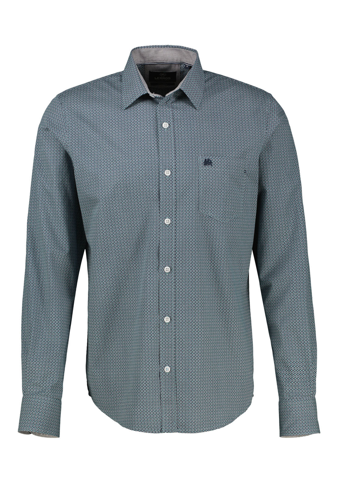 Lerros Long Sleeve Print Shirt - Blue 3 Shaws Department Stores