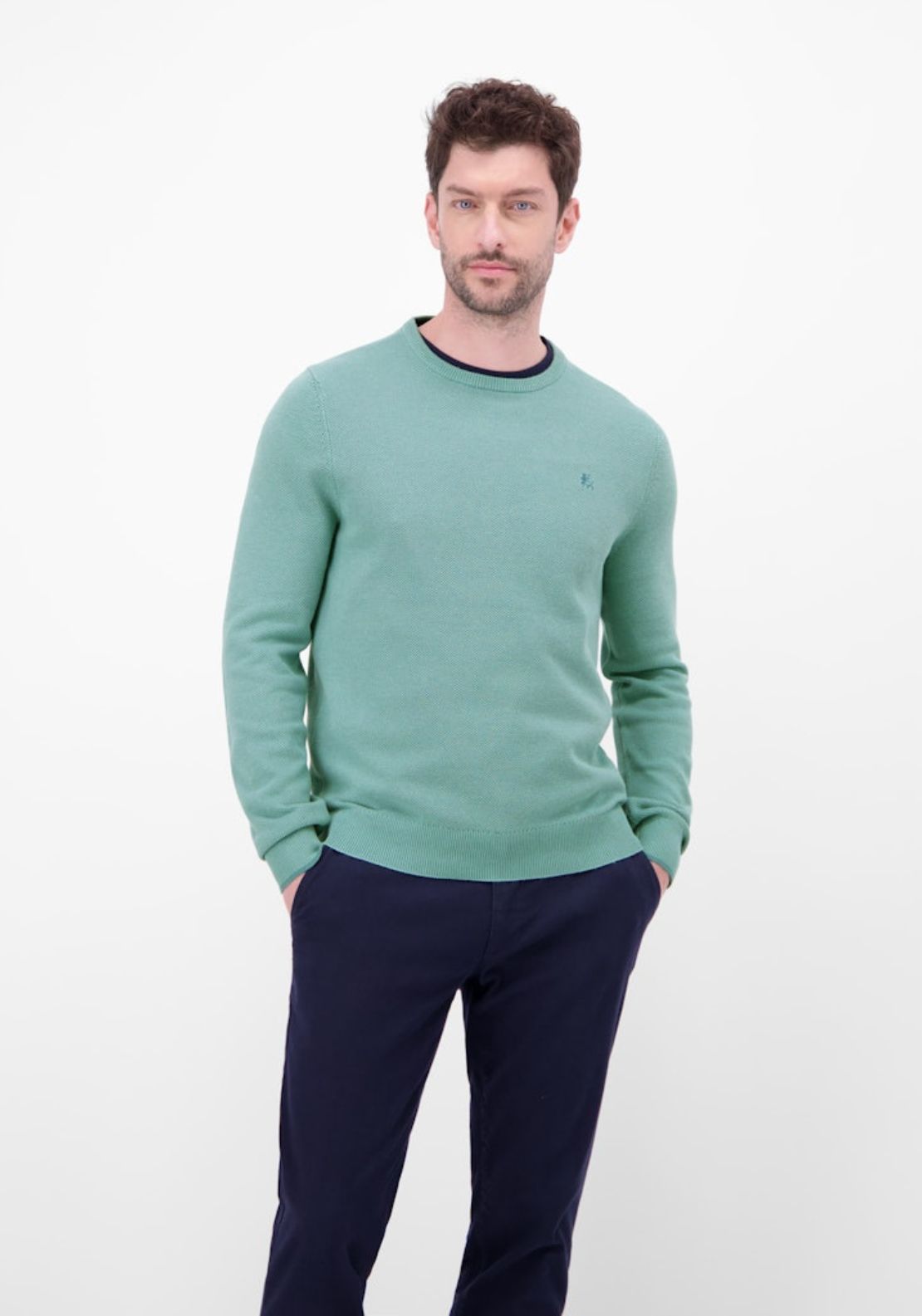 Lerros Crew Neck Knit - Green 1 Shaws Department Stores