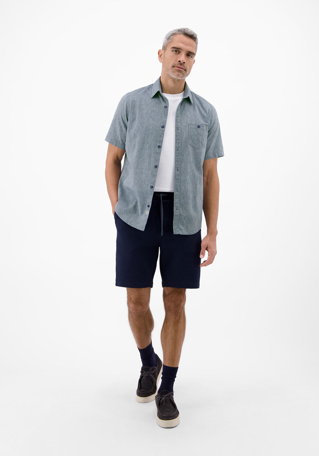 Lerros Short Sleeve Solid Casual Shirt - Blue 3 Shaws Department Stores
