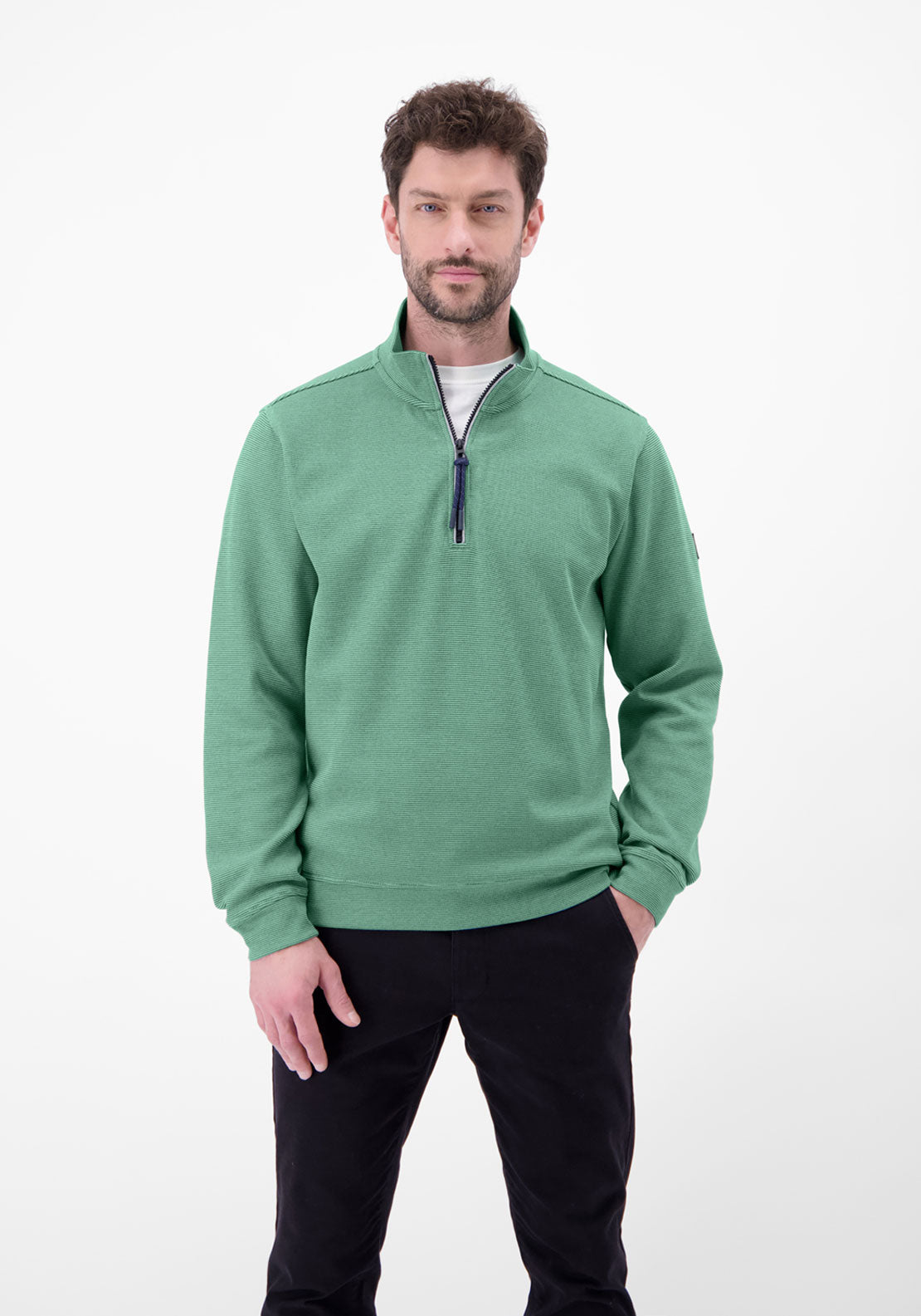 Lerros 1/4 Zip Selanik Sweatshirt - Soft Teal 1 Shaws Department Stores