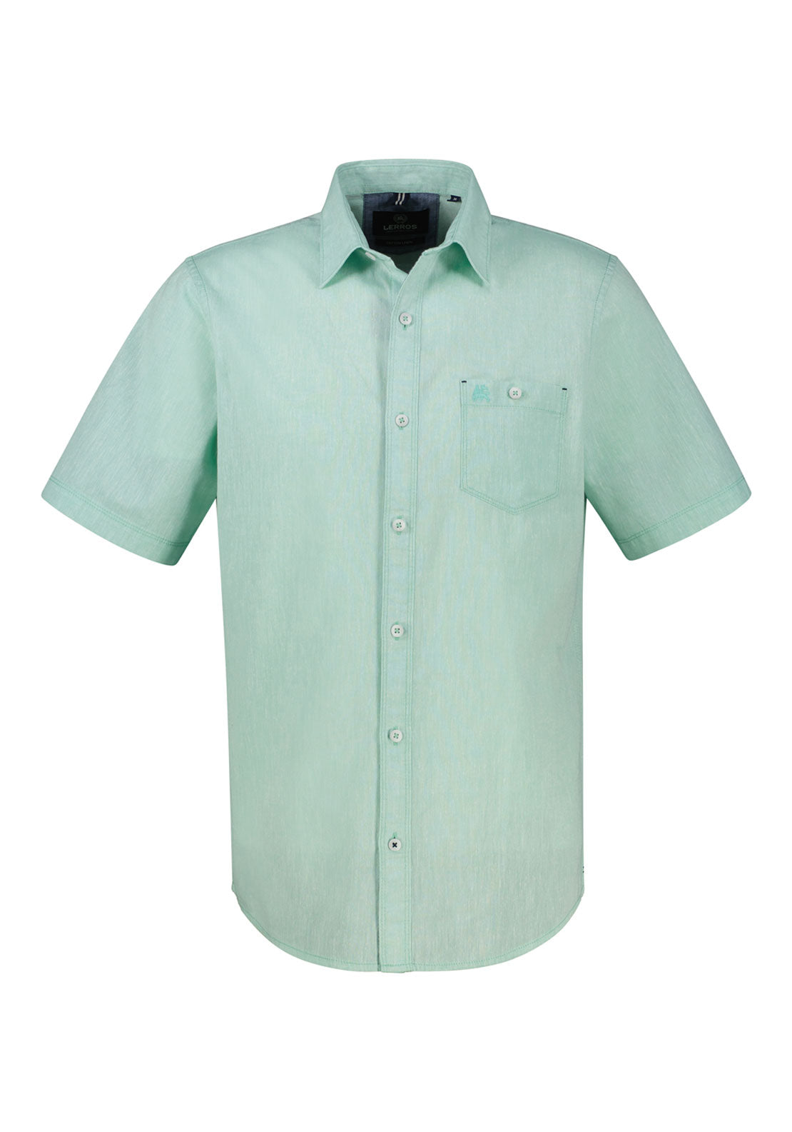 Lerros Short Sleeve Solid Casual Shirt - Mint Water 1 Shaws Department Stores