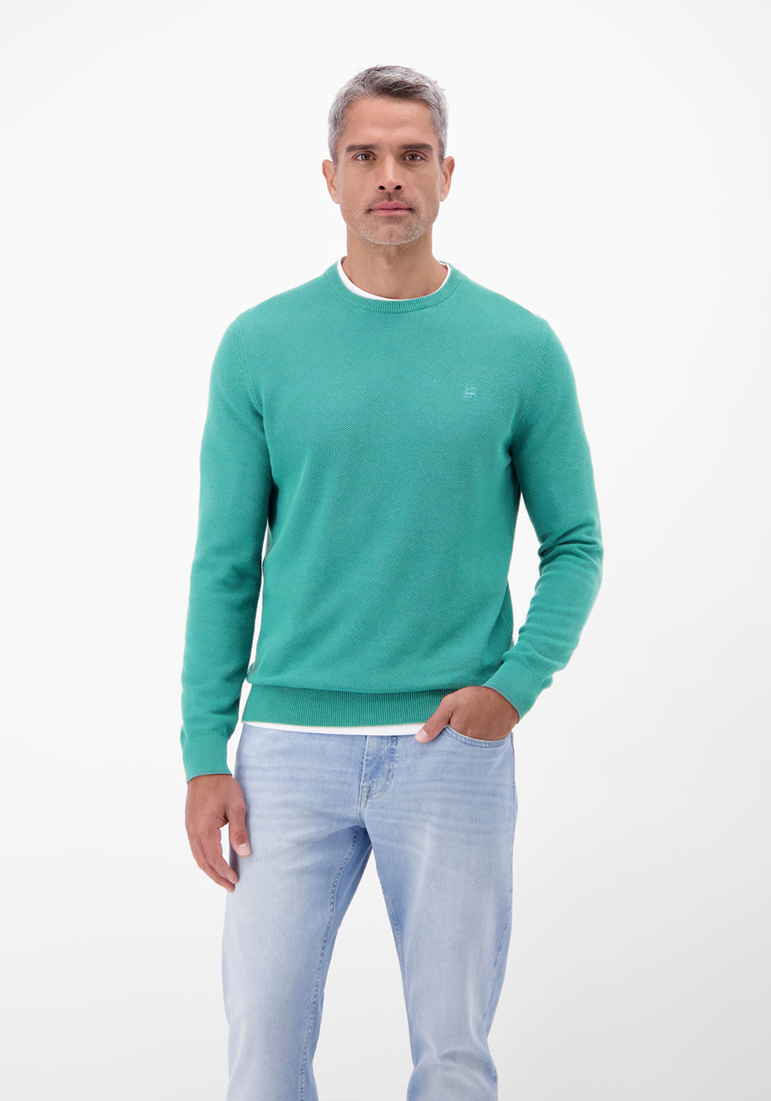 Lerros Crew Neck Knitwear - Soft Teal 1 Shaws Department Stores