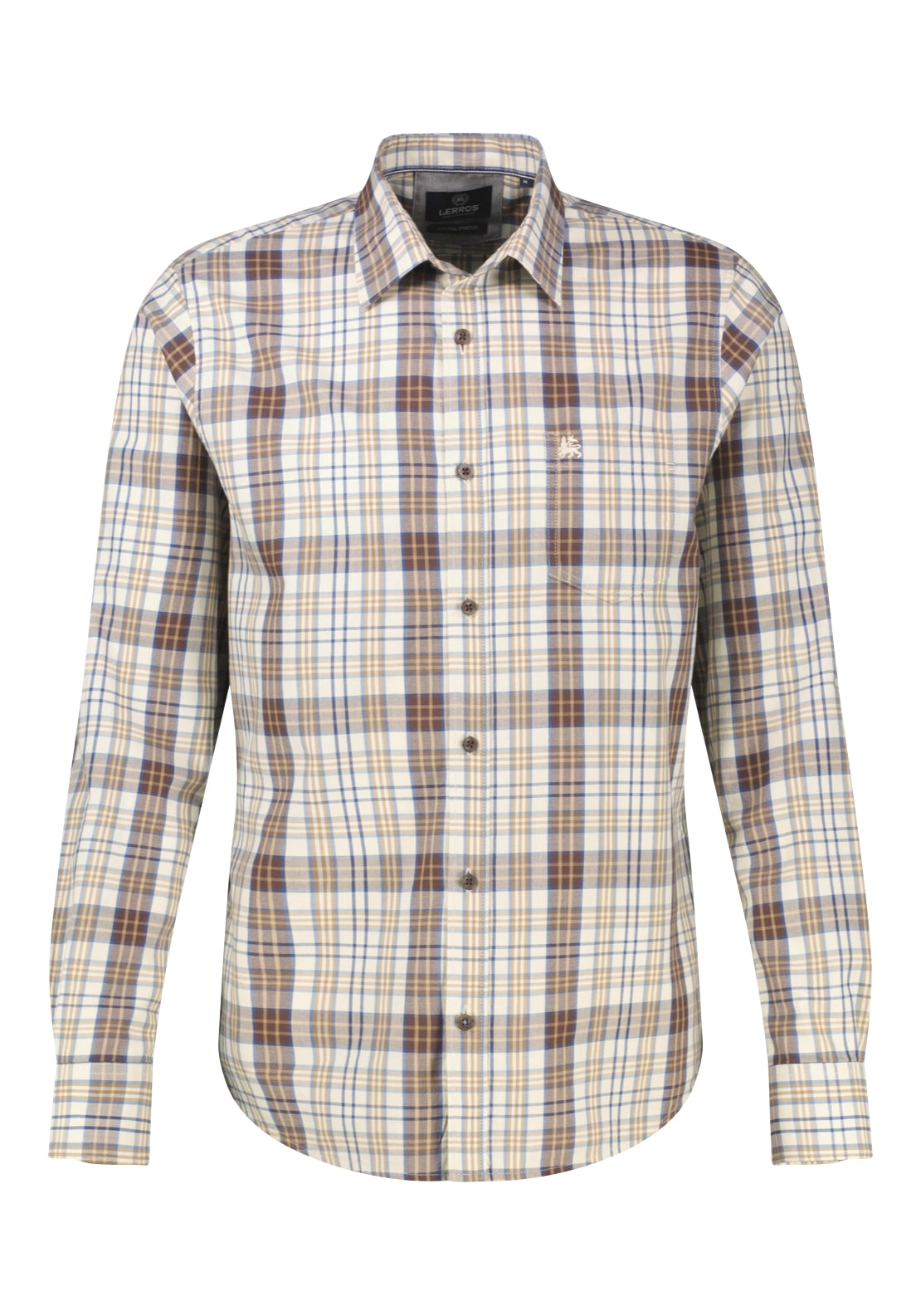 Classic Long Sleeve Check Cotton Shirt - Foam White