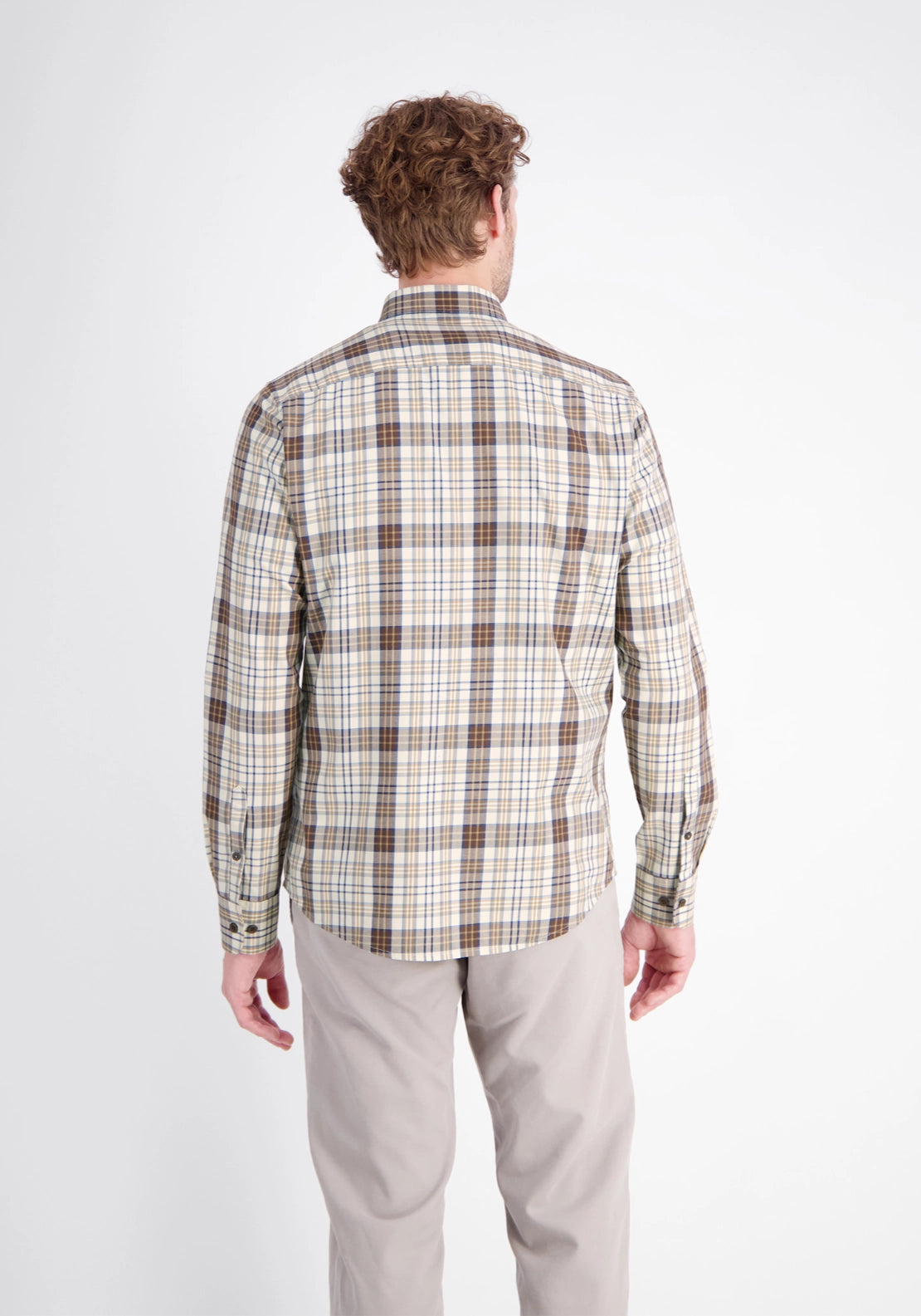Classic Long Sleeve Check Cotton Shirt - Foam White