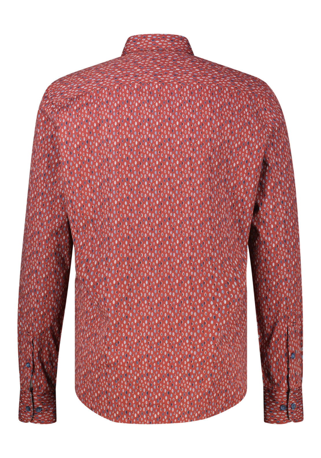 Classic Long Sleeve Patterned Cotton Shirt - Maroon Red
