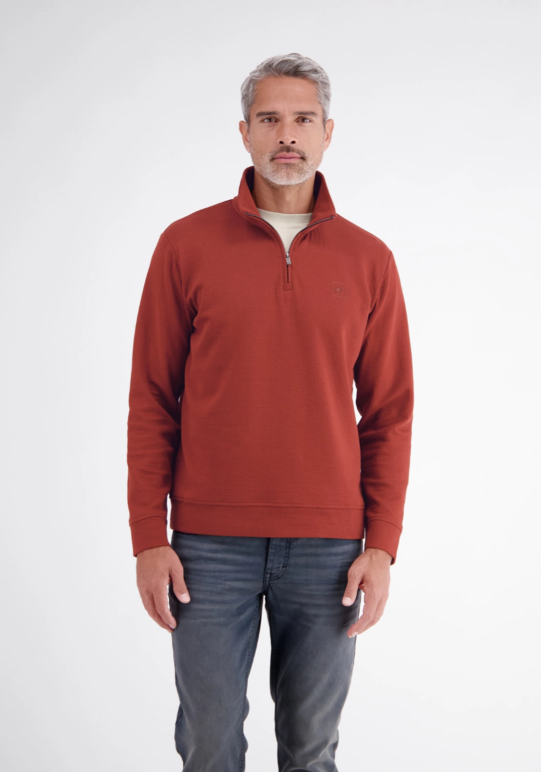 1/4 Zip Neck Sweatshirt - Maroon Red