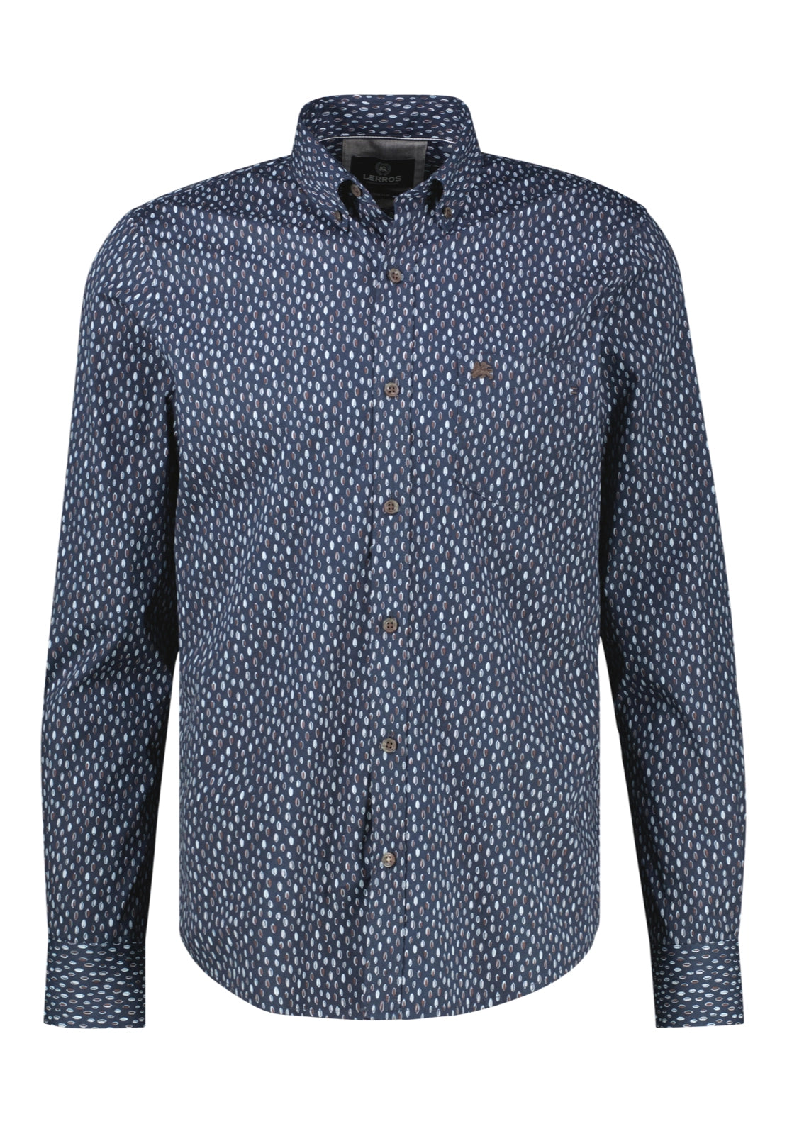 Classic Long Sleeve Patterned Cotton Shirt - Classic Navy