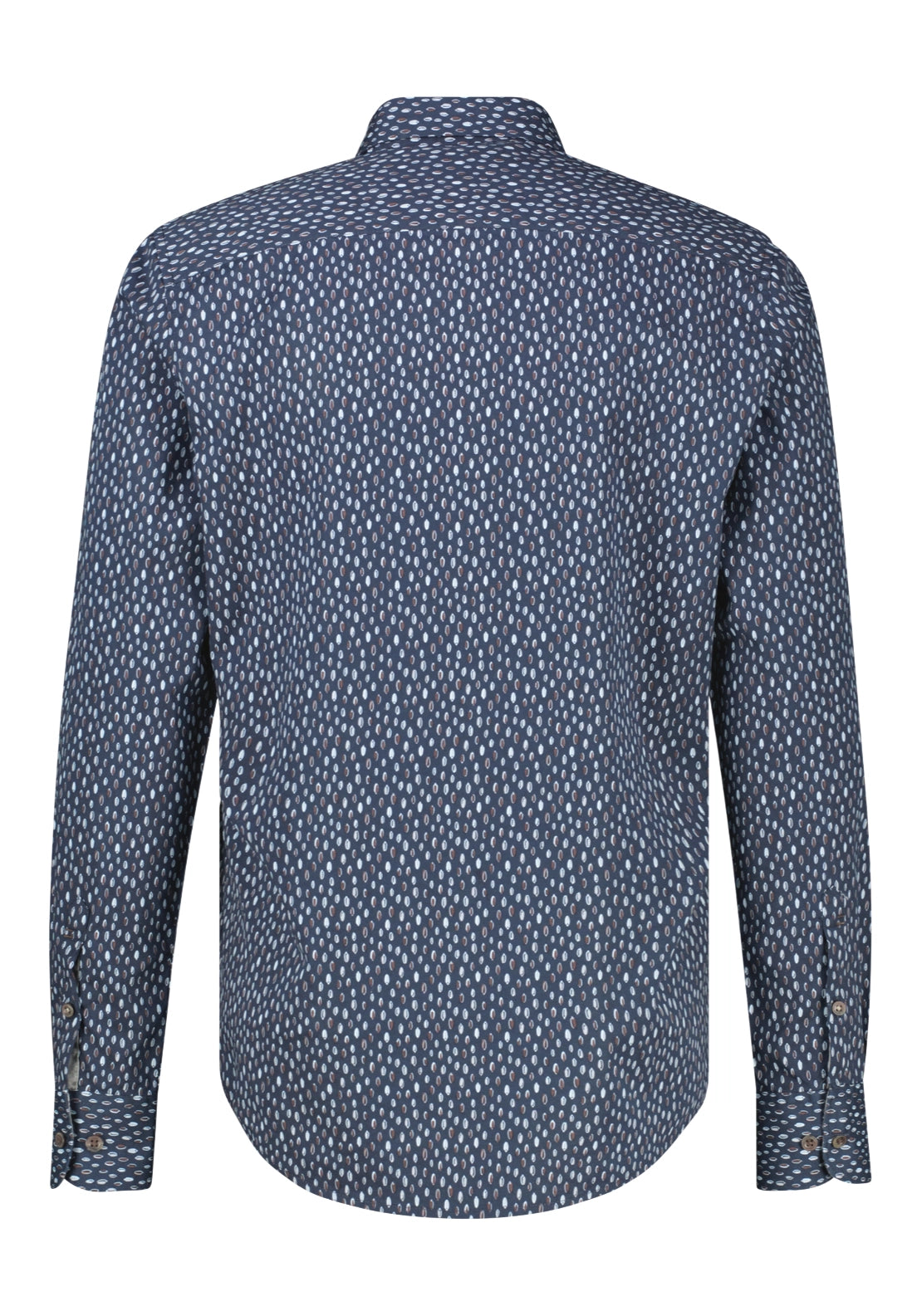 Classic Long Sleeve Patterned Cotton Shirt - Classic Navy
