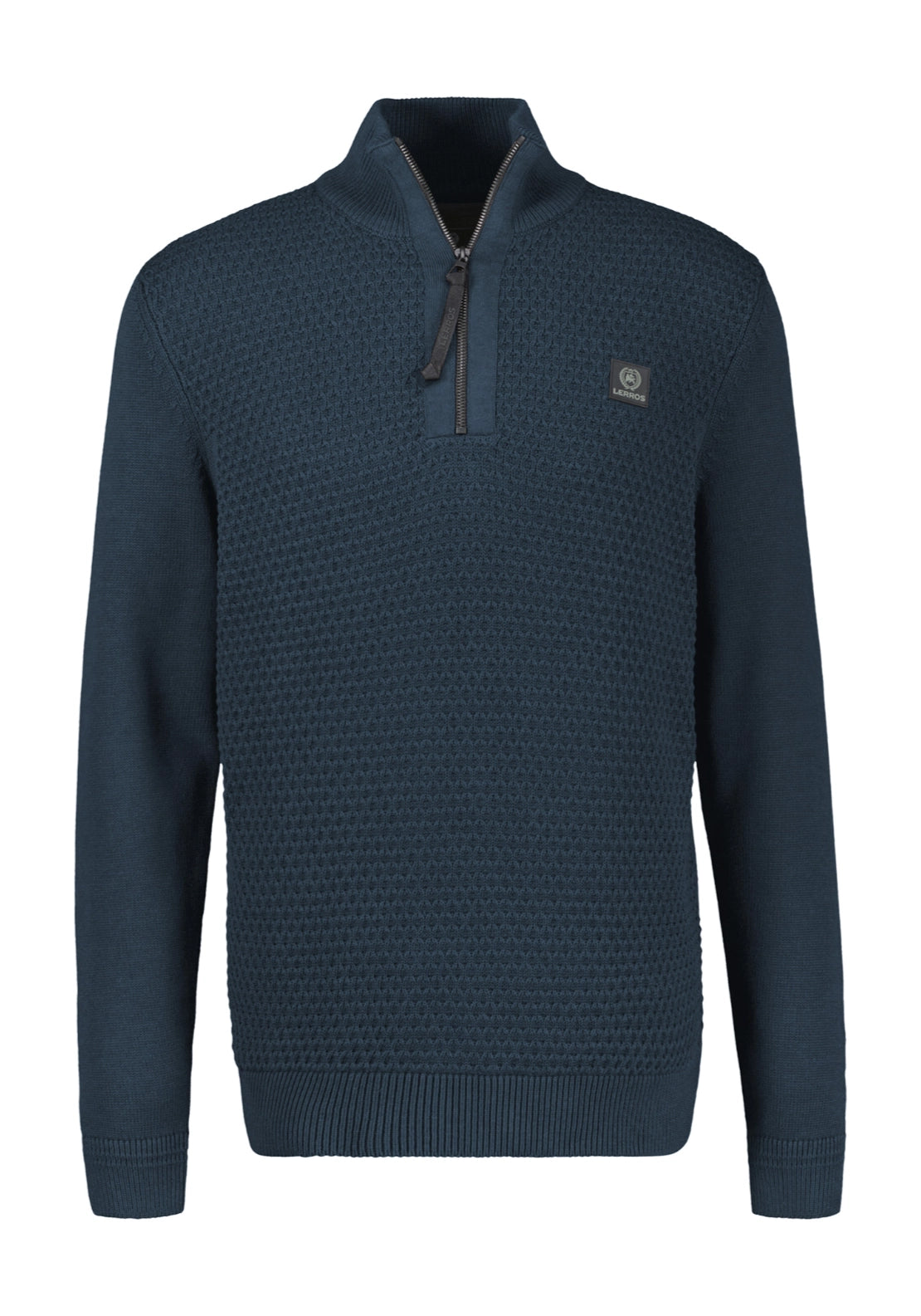 1/4 Zip Neck Cotton Knitwear - Classic Navy