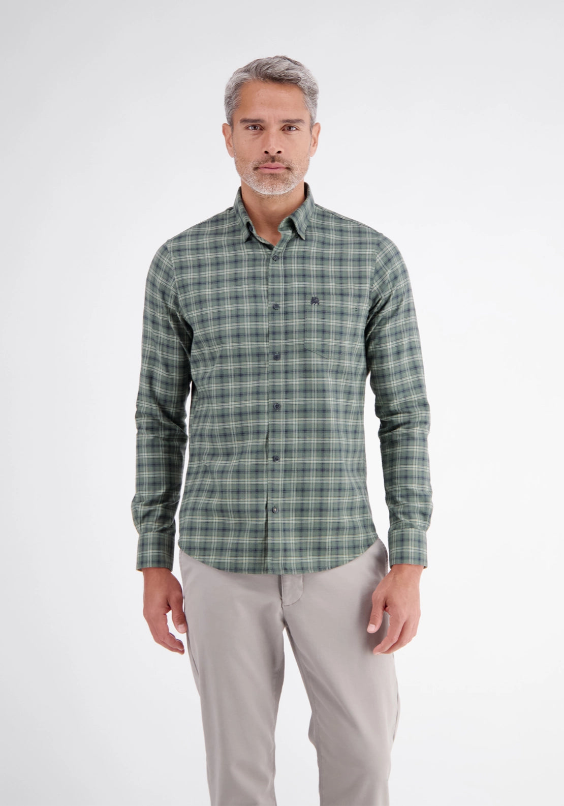 Classic Long Sleeve Check Shirt - Basil Green