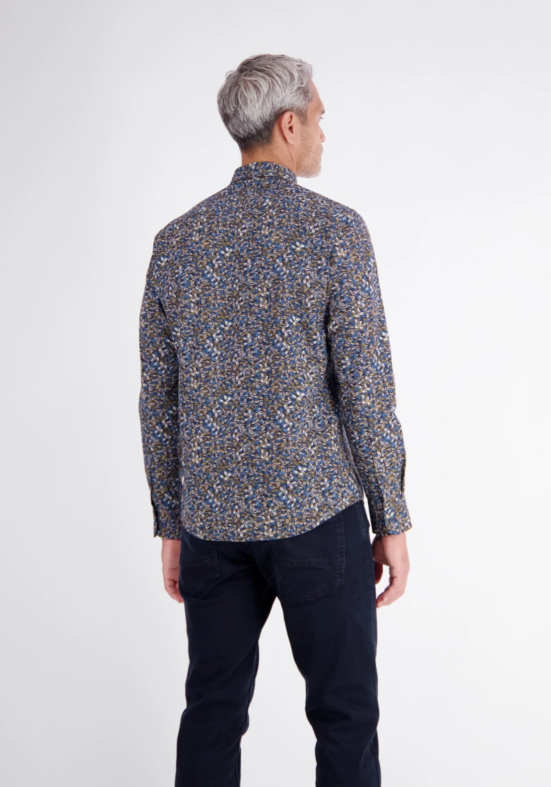 Lerros Classic Long Sleeve Print Cotton Shirt - Timber Brown 2 Shaws Department Stores