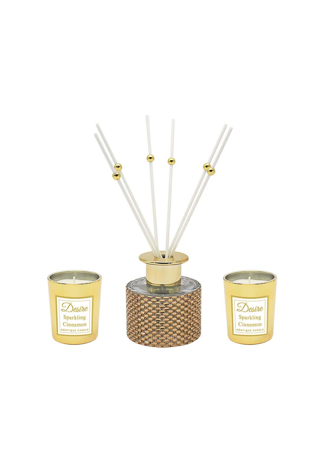Desire Diamante Diffusers &amp; Candle Set - Gold 1 Shaws Department Stores