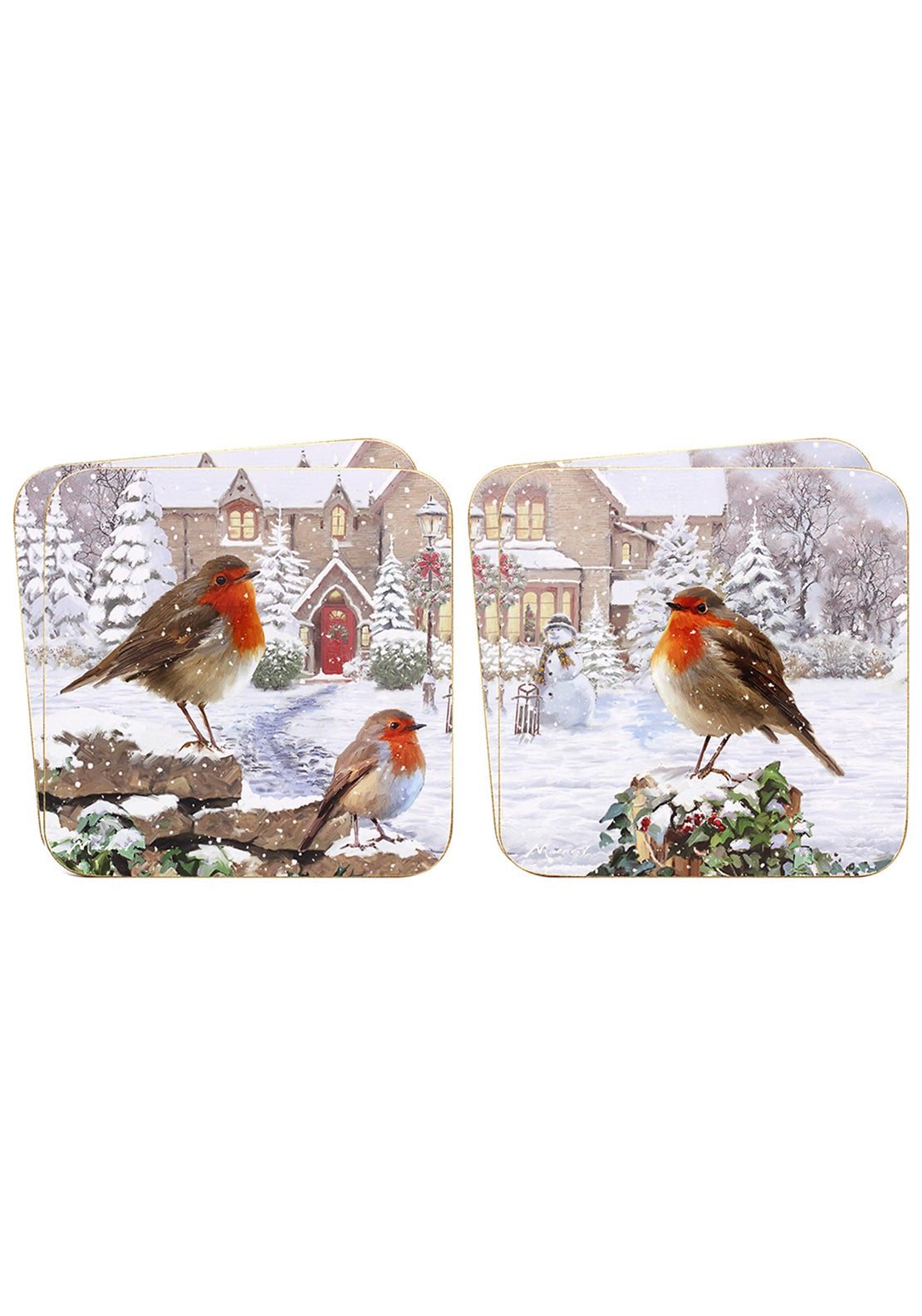 The Home Christmas Set Of 4 Christmas Robins Coasters 1 Shaws Department Stores