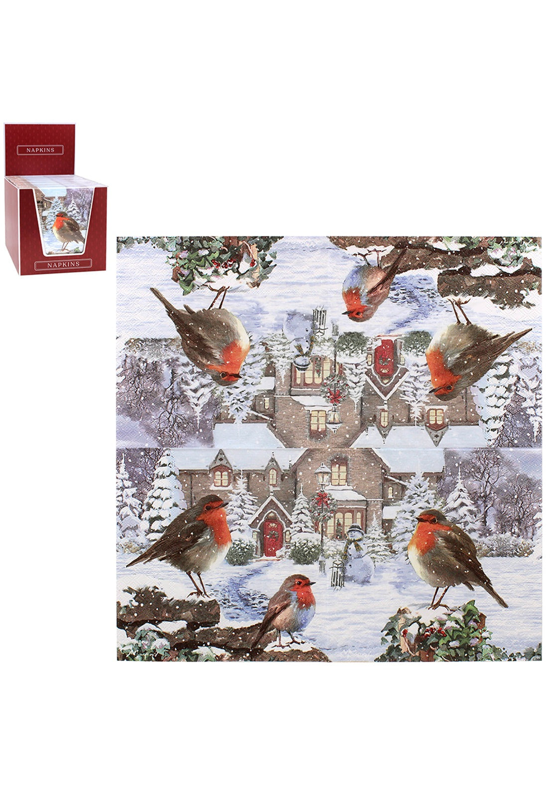 The Home Christmas Robins Pack Of 20 Paper Napkins 1 Shaws Department Stores