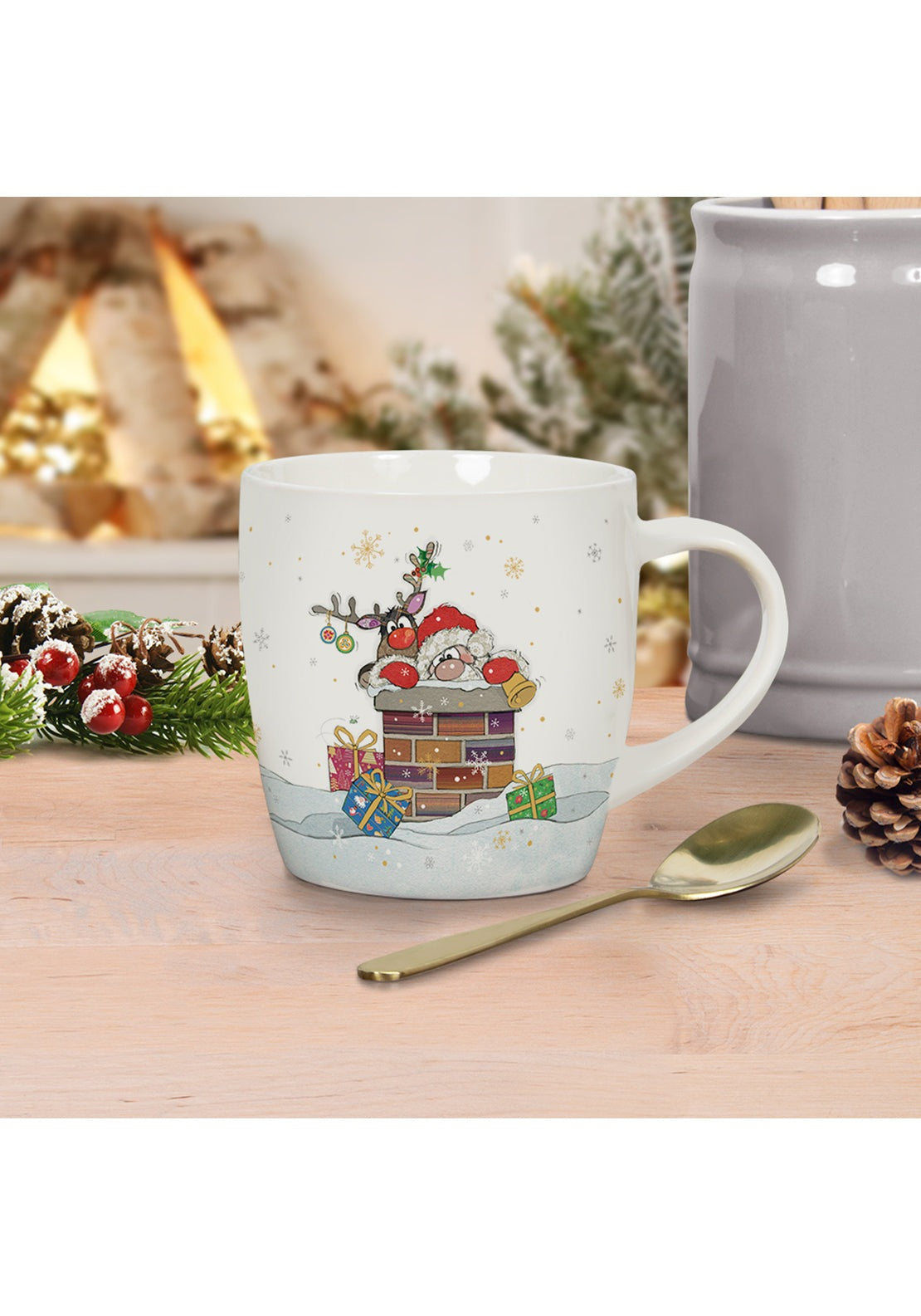 The Home Christmas Christmas Bug Art Santa Roof Mug 1 Shaws Department Stores
