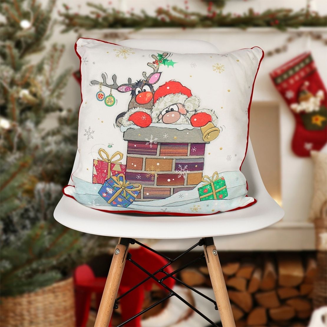 Christmas Bug Art Santa Cushion