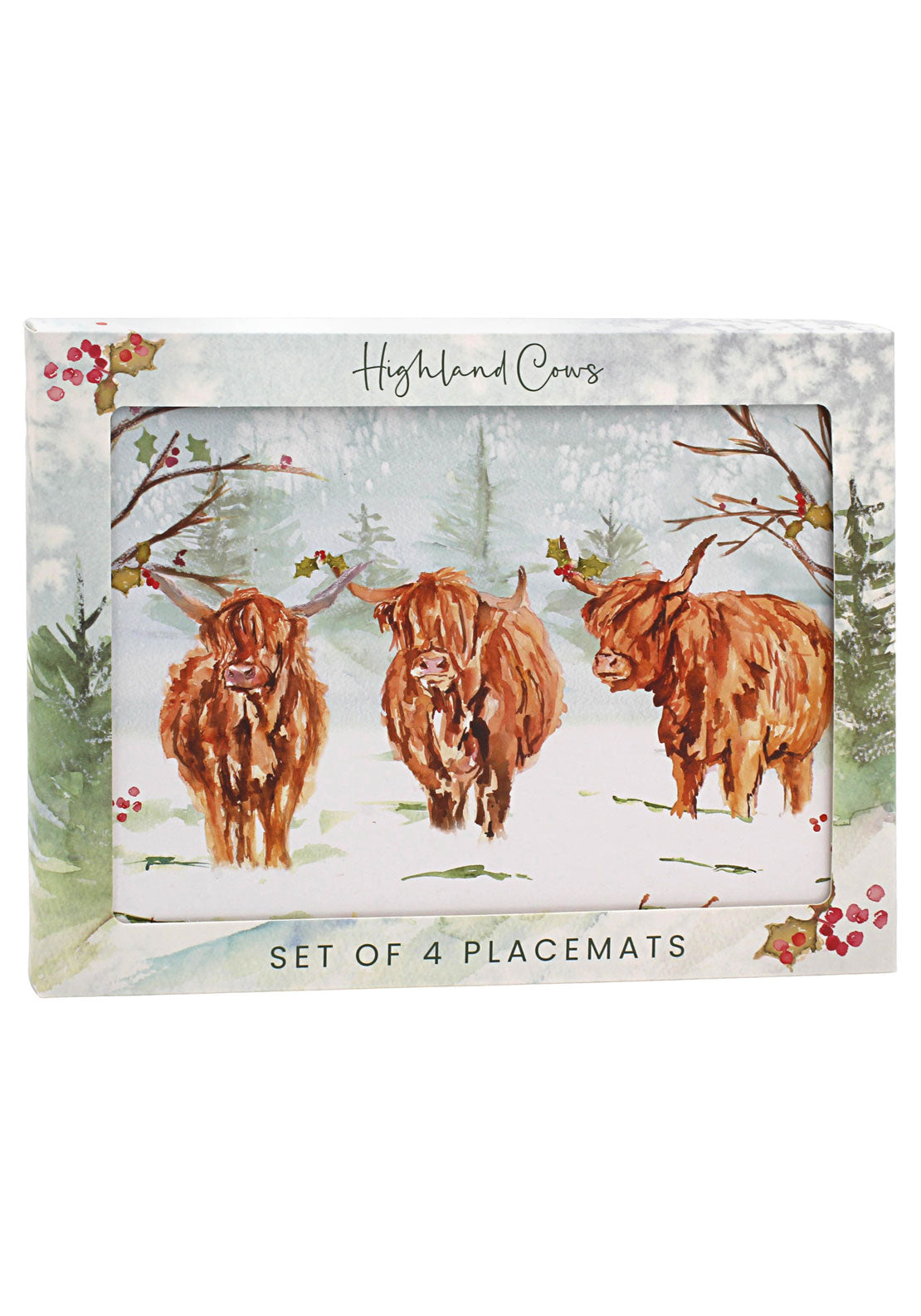 The Home Christmas Highland Cow Placemats Set Of 4 2 Shaws Department Stores