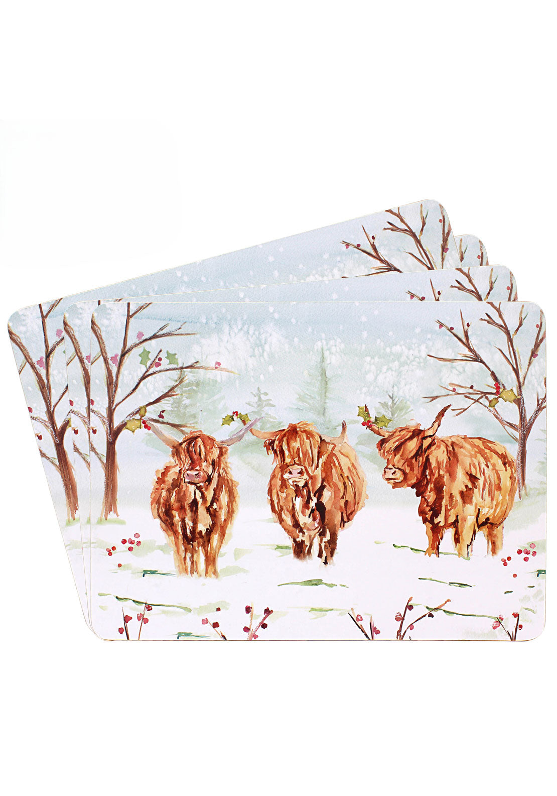The Home Christmas Highland Cow Placemats Set Of 4 1 Shaws Department Stores