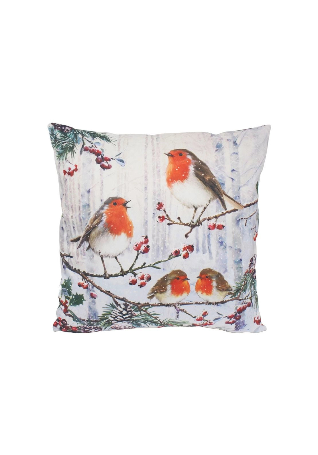 Christmas Robins Cushion - Multi