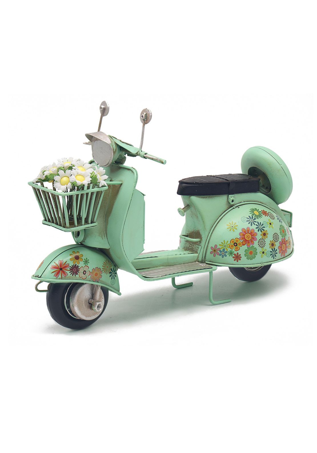Tin Transport Vintage Scooter Floral - Green 1 Shaws Department Stores