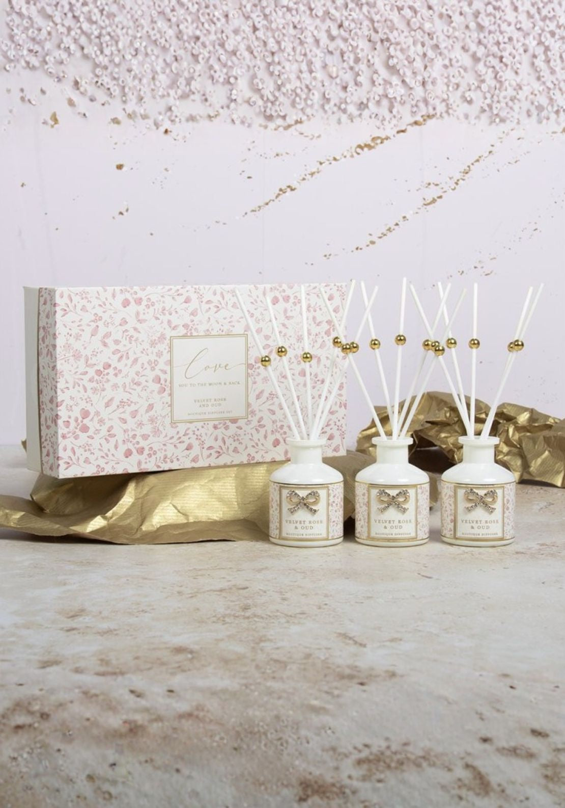The Home Collection Love You Moon and Back Diffuser Set of 3 - Pomegranate 1 Shaws Department Stores