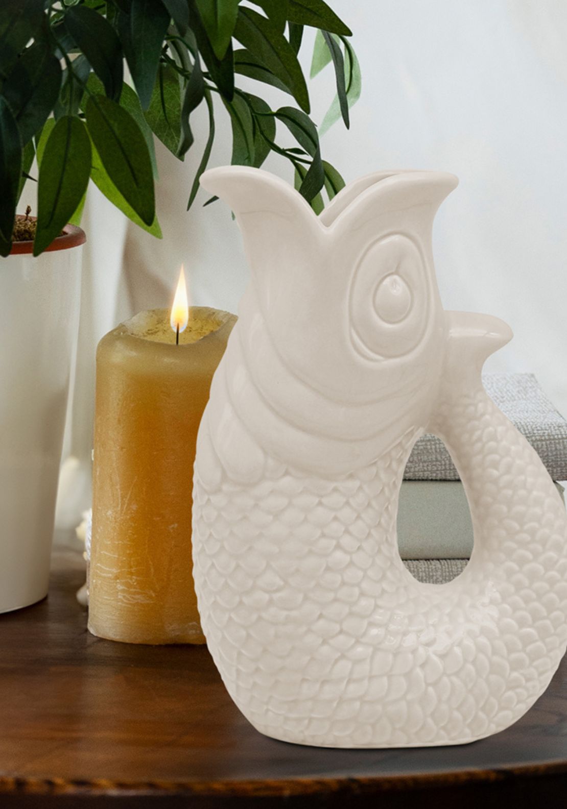 The Home Collection Fish Jug/Vase Cream - Cream 2 Shaws Department Stores
