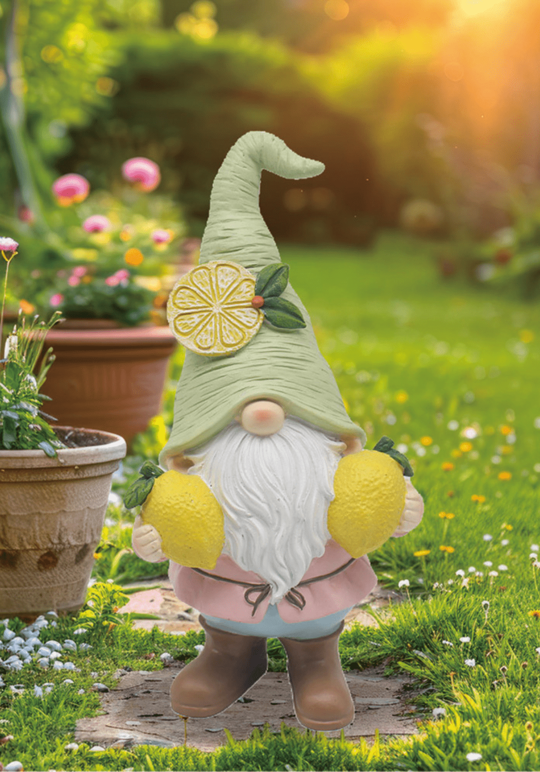 The Home Collection Lemon Garden Gnome - Green Hat 1 Shaws Department Stores