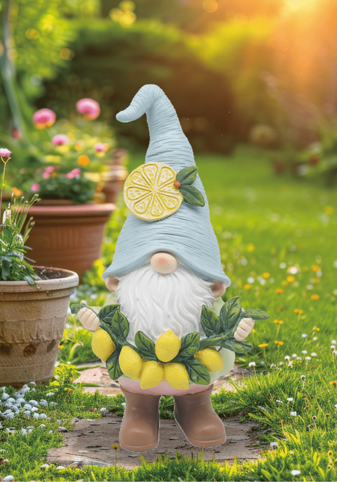 The Home Collection Lemon Garden Gnome - Blue Hat 1 Shaws Department Stores