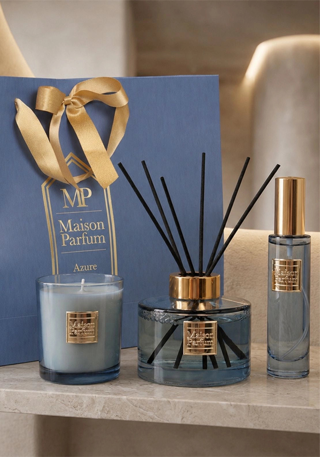 Maison Parfum Candle, Diffuser &amp; Room Spray Set - Blue