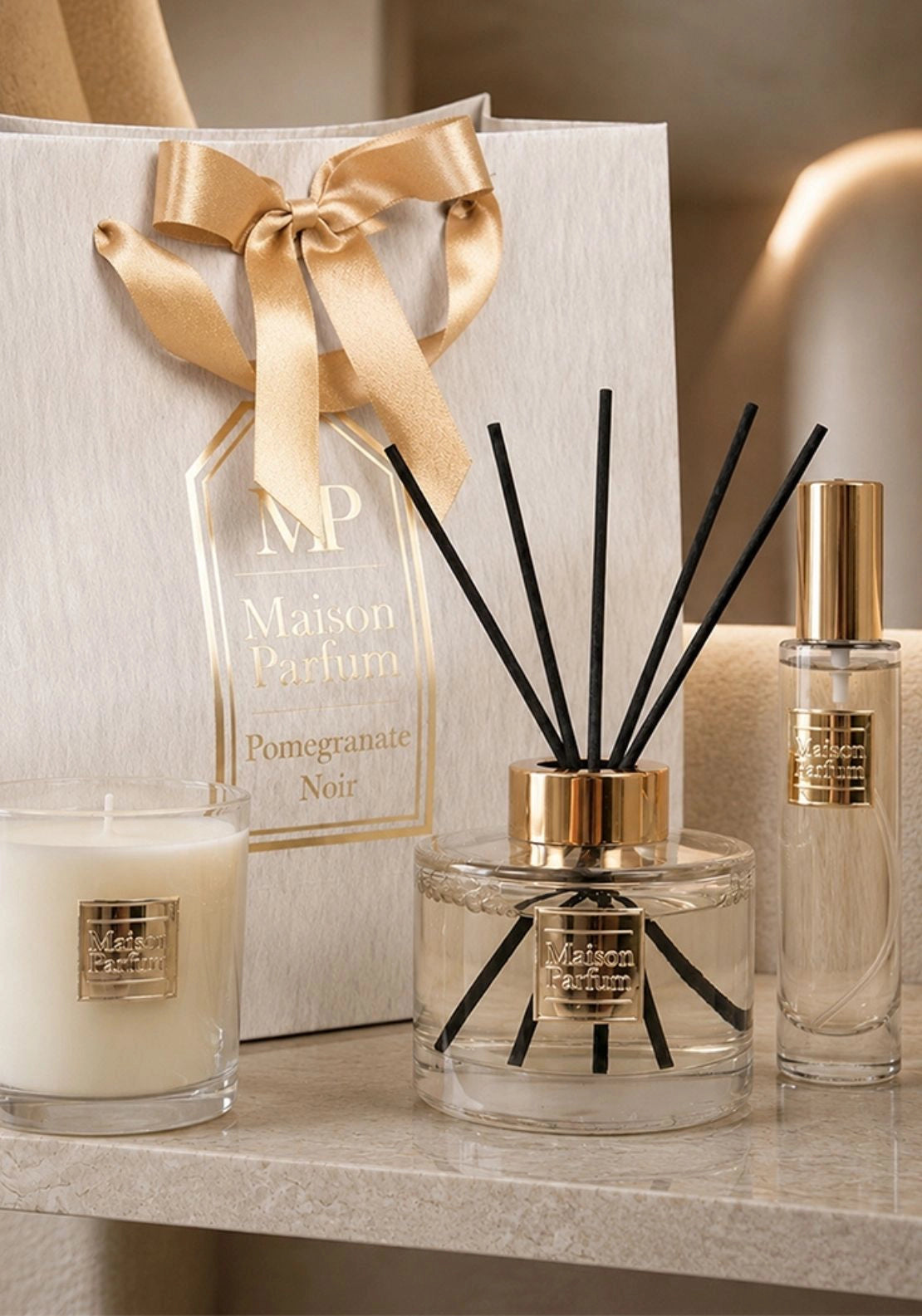 Maison Parfum Candle, Diffuser &amp; Room Spray Set - Pom Noir