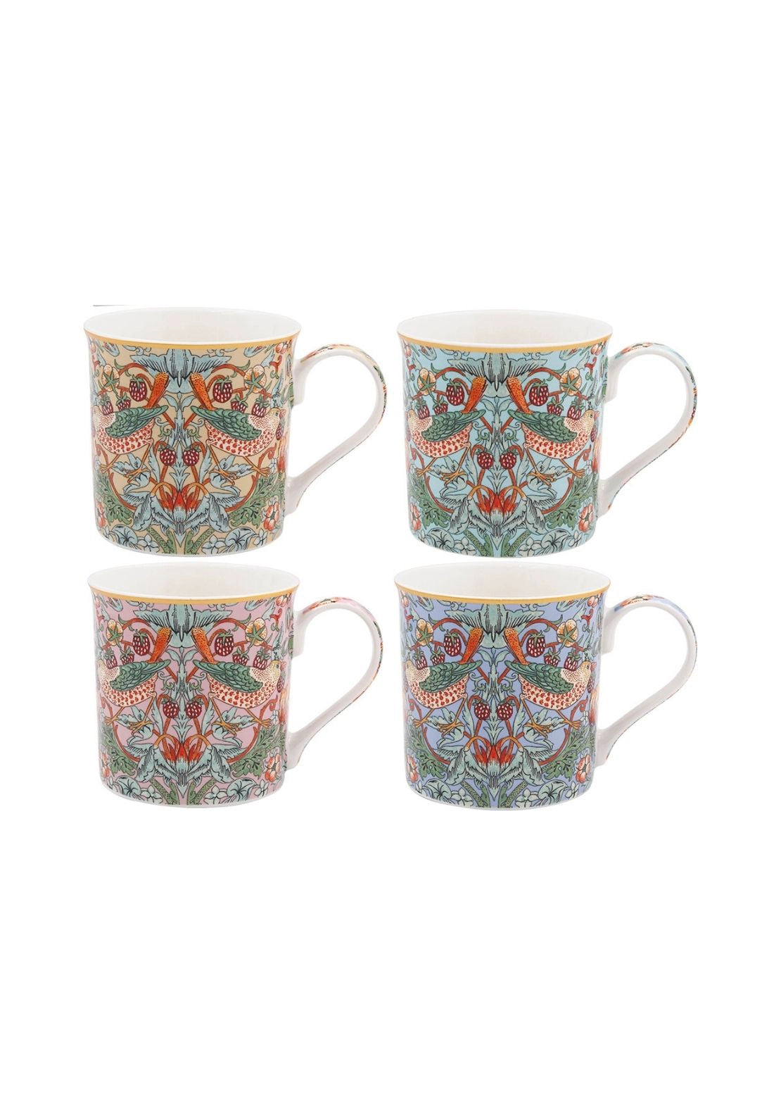 Strawberry Thief Set Of 4 Mugs - Multi
