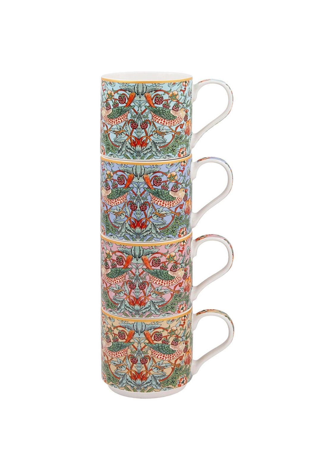 Strawberry Thief  Set Of 4 Stacking Mugs - Multi