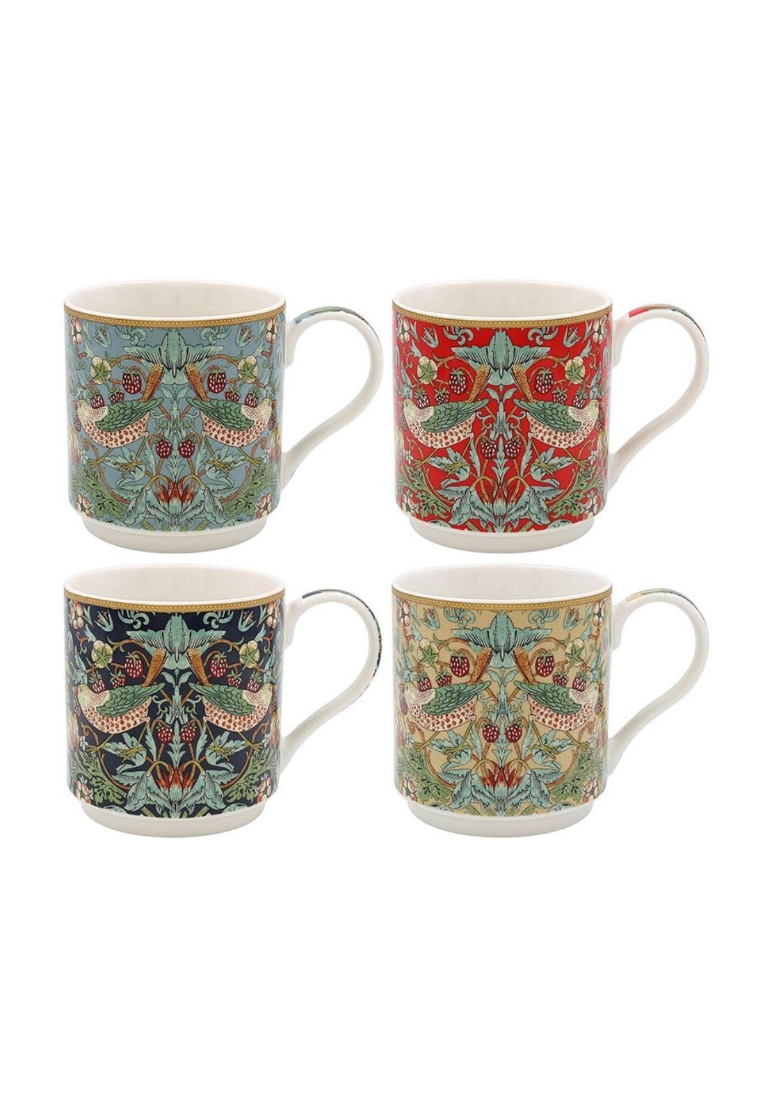 Strawberry Thief Stack Mugs Set Of 4 - Multi
