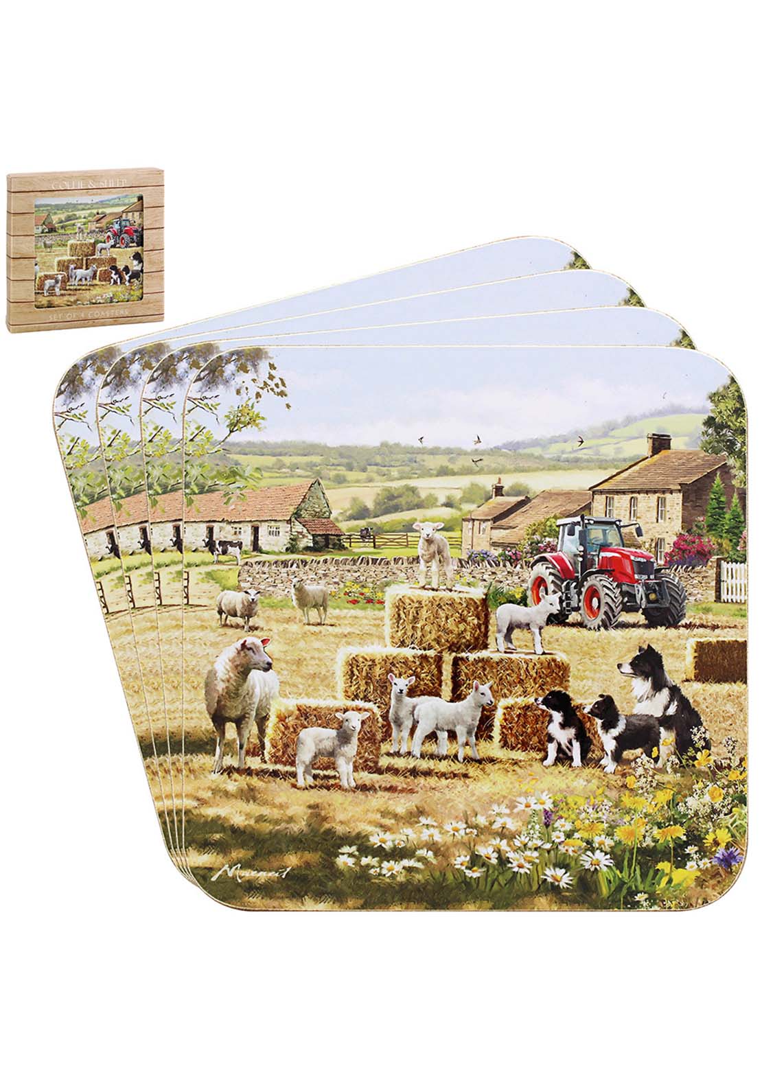 The Home Collection Collie &amp; Sheep Coasters Set of 4 1 Shaws Department Stores
